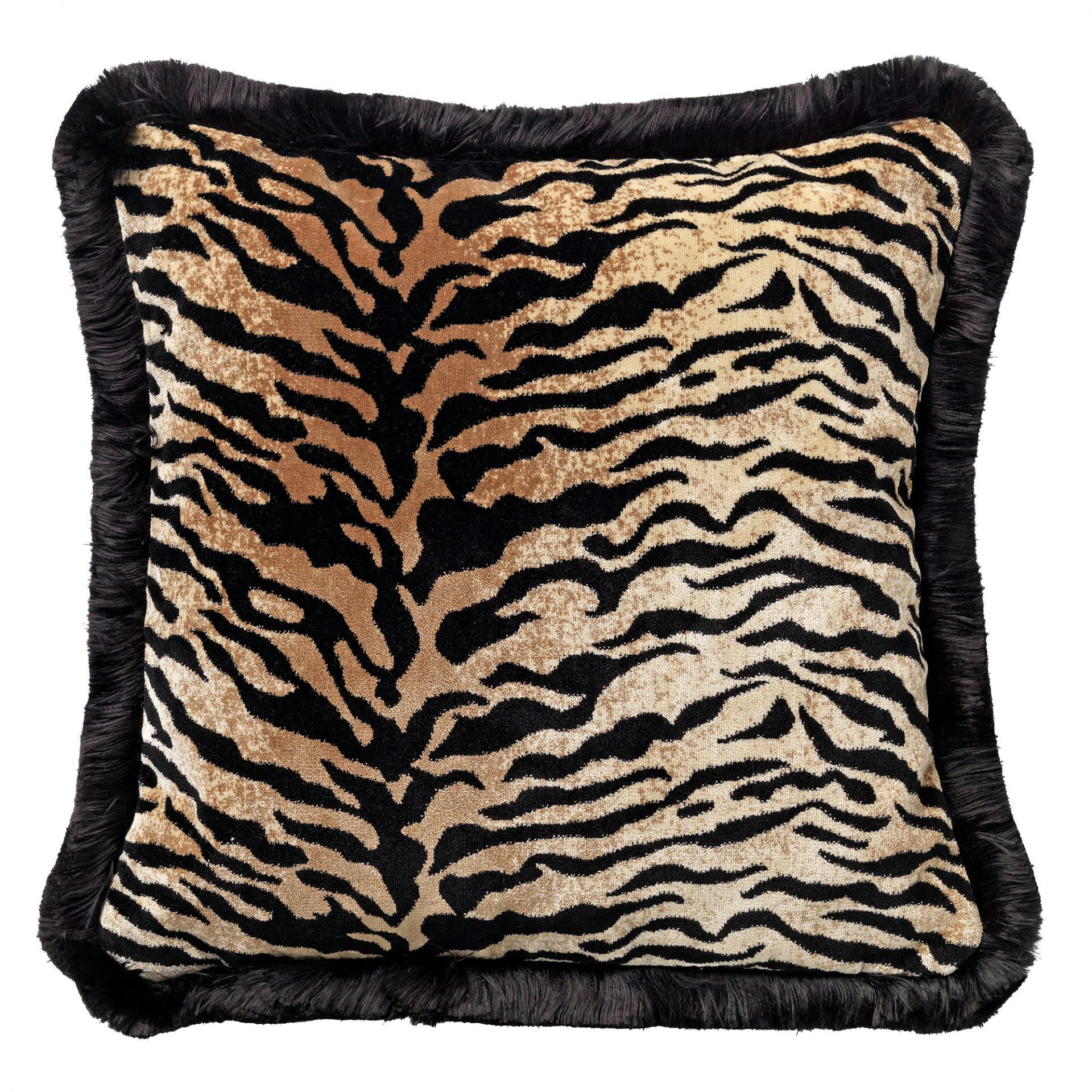 - Coussin beige en velours 45x45 cm avec imprimé animalier