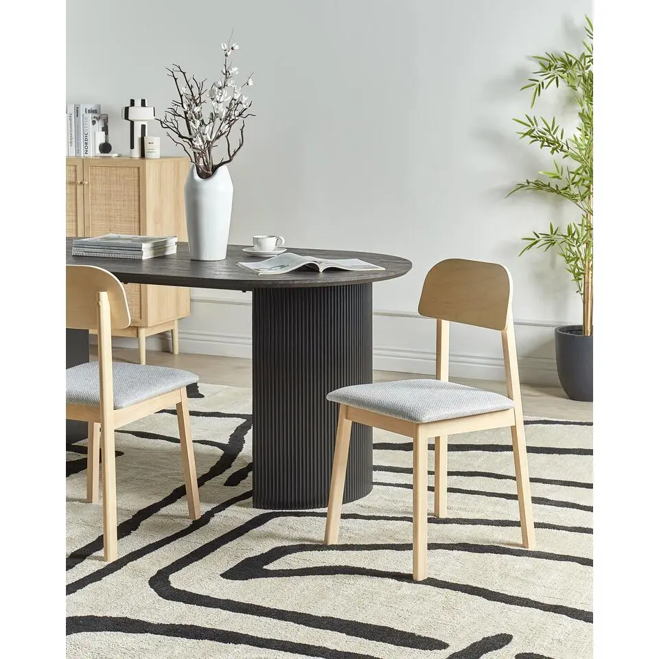 SCANDIA - Eetkamerstoel set van 2 - Lichtgrijs - Rubberhout