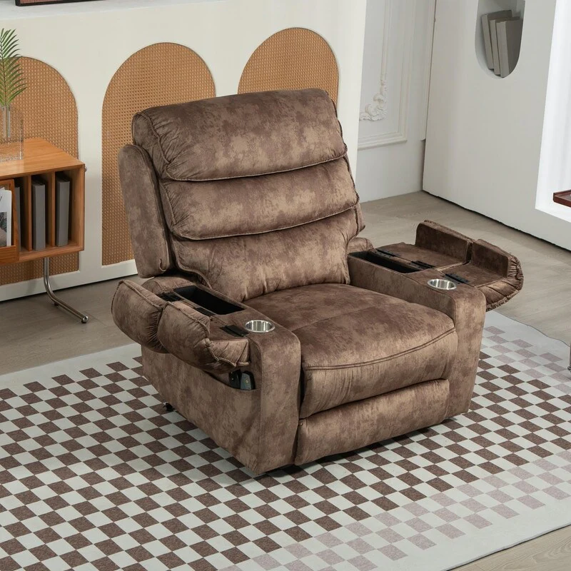Extended Footrest Comfort Chenille Power Lift Recliner with Massage and Heat