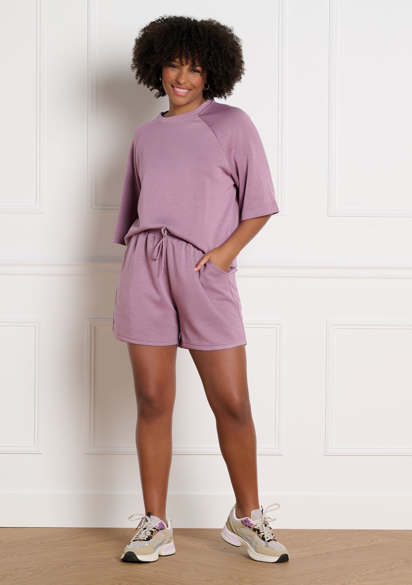 Soepele short met elastische taille