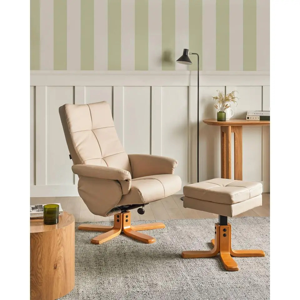 EPSE - Relaxfauteuil met voetenbank - Beige - Kunstleer