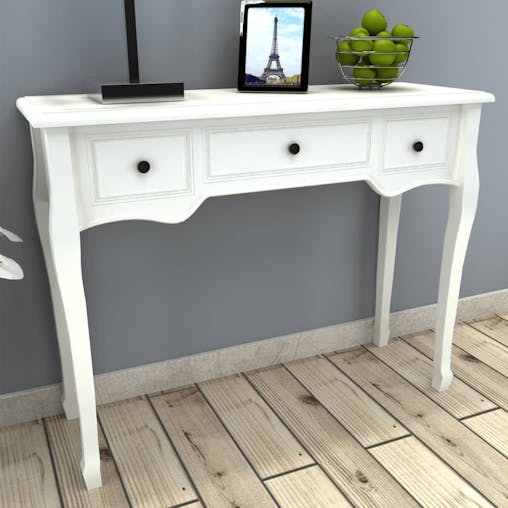 NNEVL Dressing Console Table with Three Drawers White