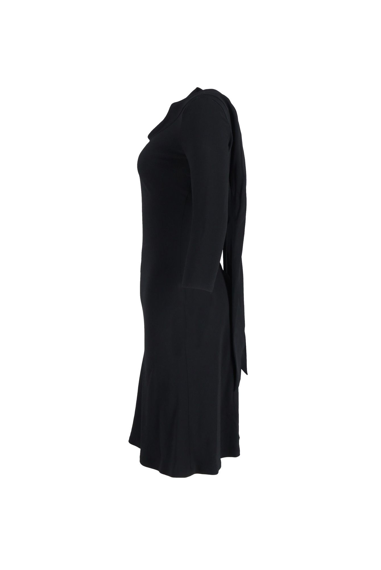 Alexander McQueen Preloved Back Bow Quarter Sleeve Dress in Black Acetate