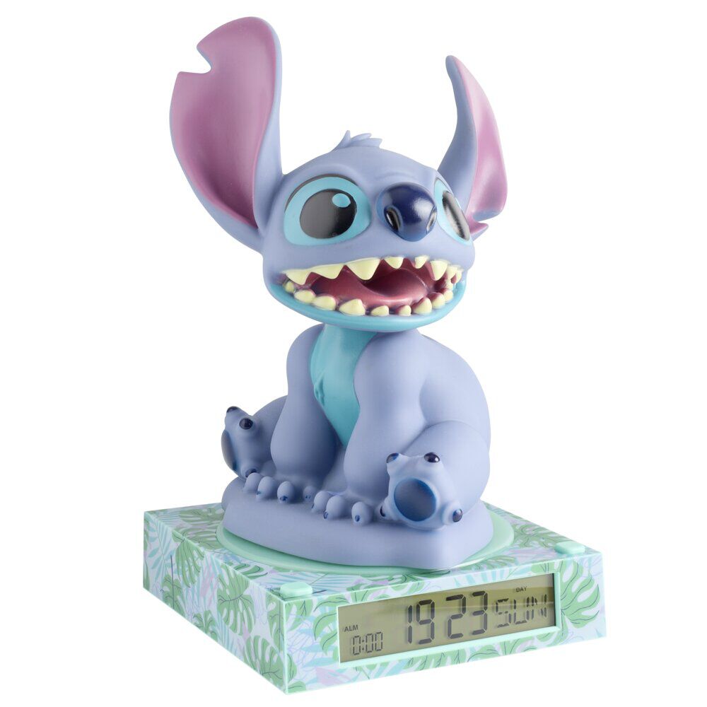 Lampe 3D réveil Disney Stitch avec affichage date plastique bleu 19,5x15xH24cm