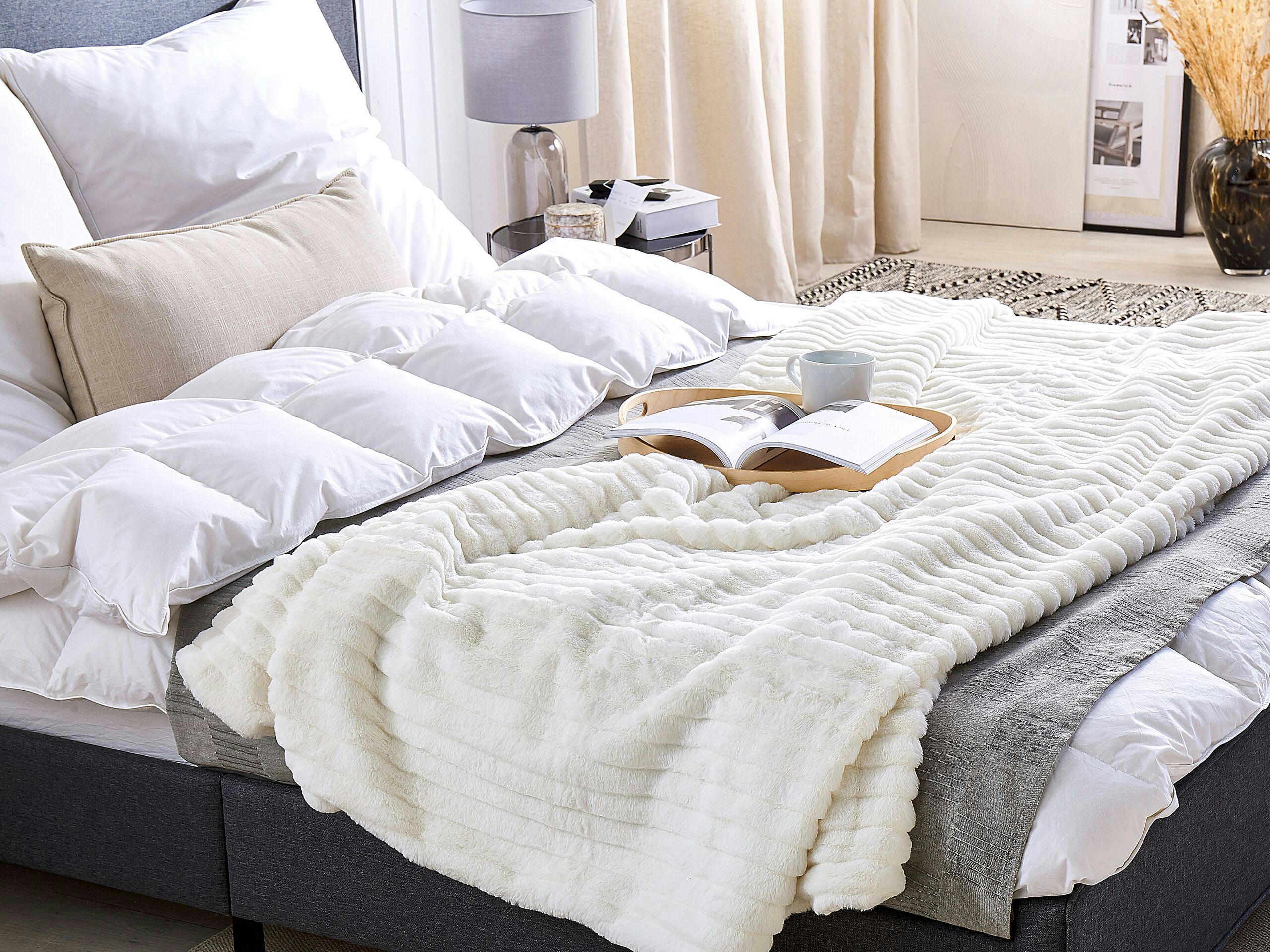 ABTEH - Couverture en polyester blanc 220x180cm