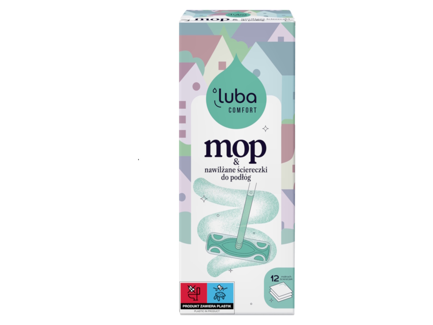 Komplet mop i uniwersalne nawilżane ścierki 12 szt.