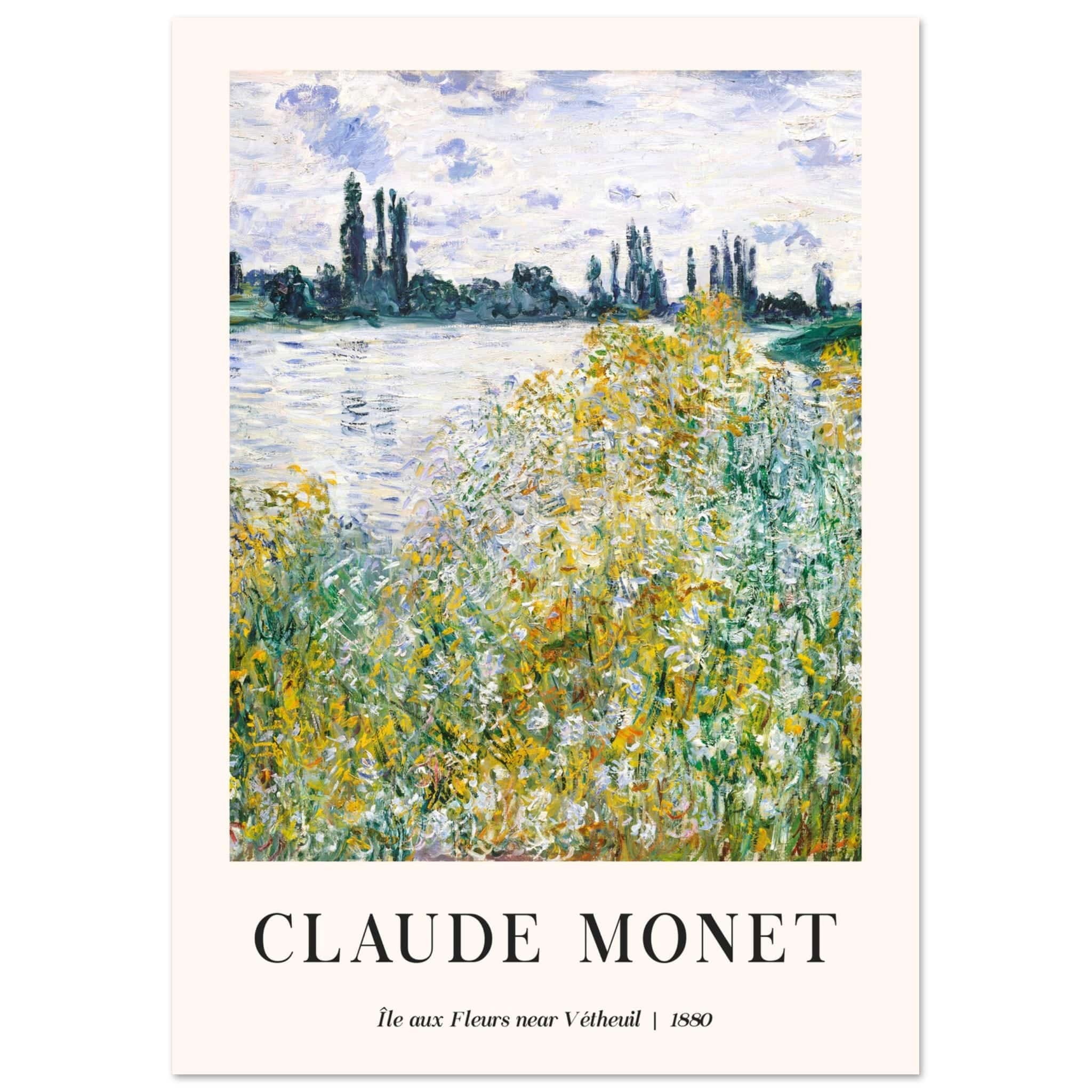 Artfulprints Poster Claude Monet - Île aux fleurs near Vétheuil  - A4 21x29.7 cm - Groen
