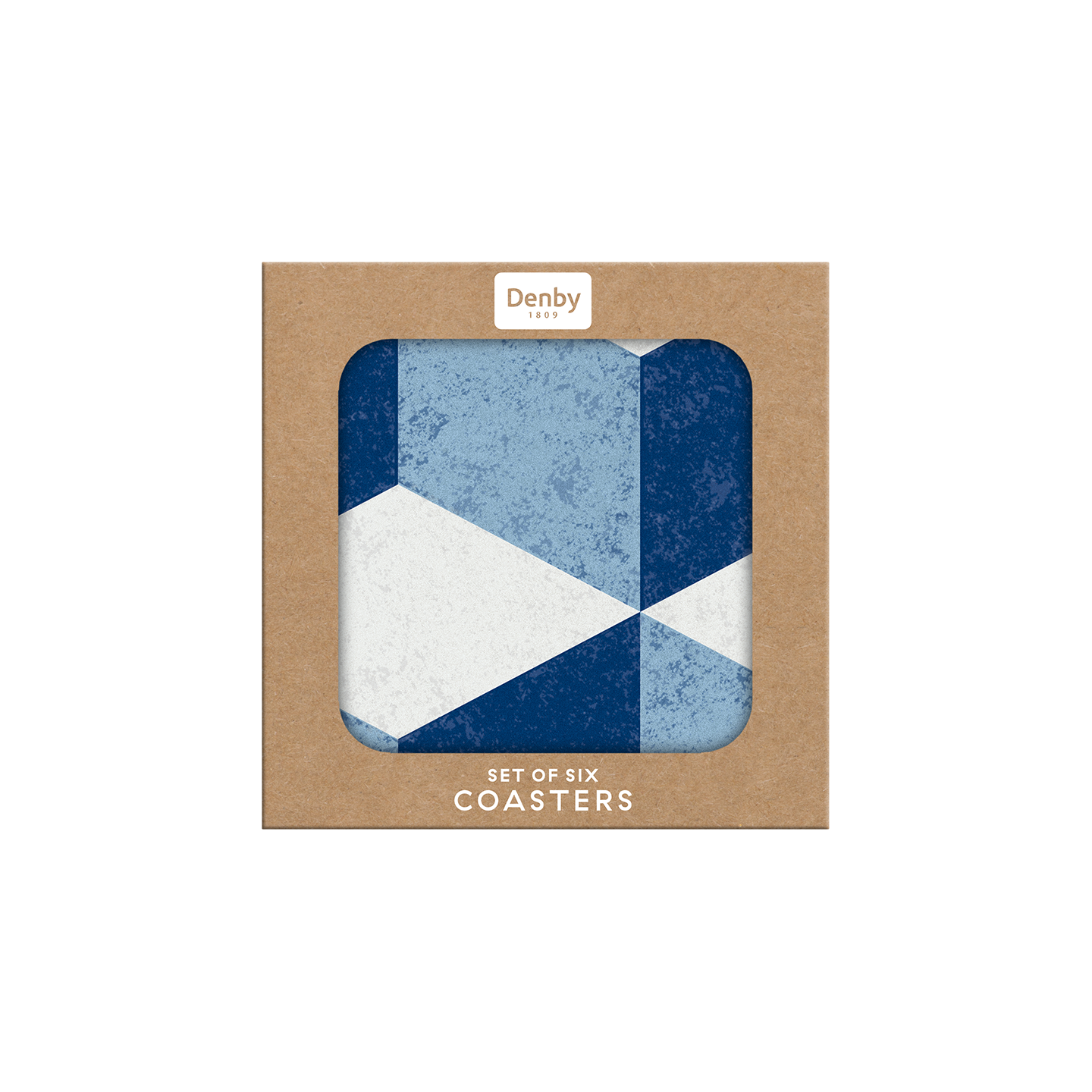 Blue Geometric Square Coasters - Set Of 6