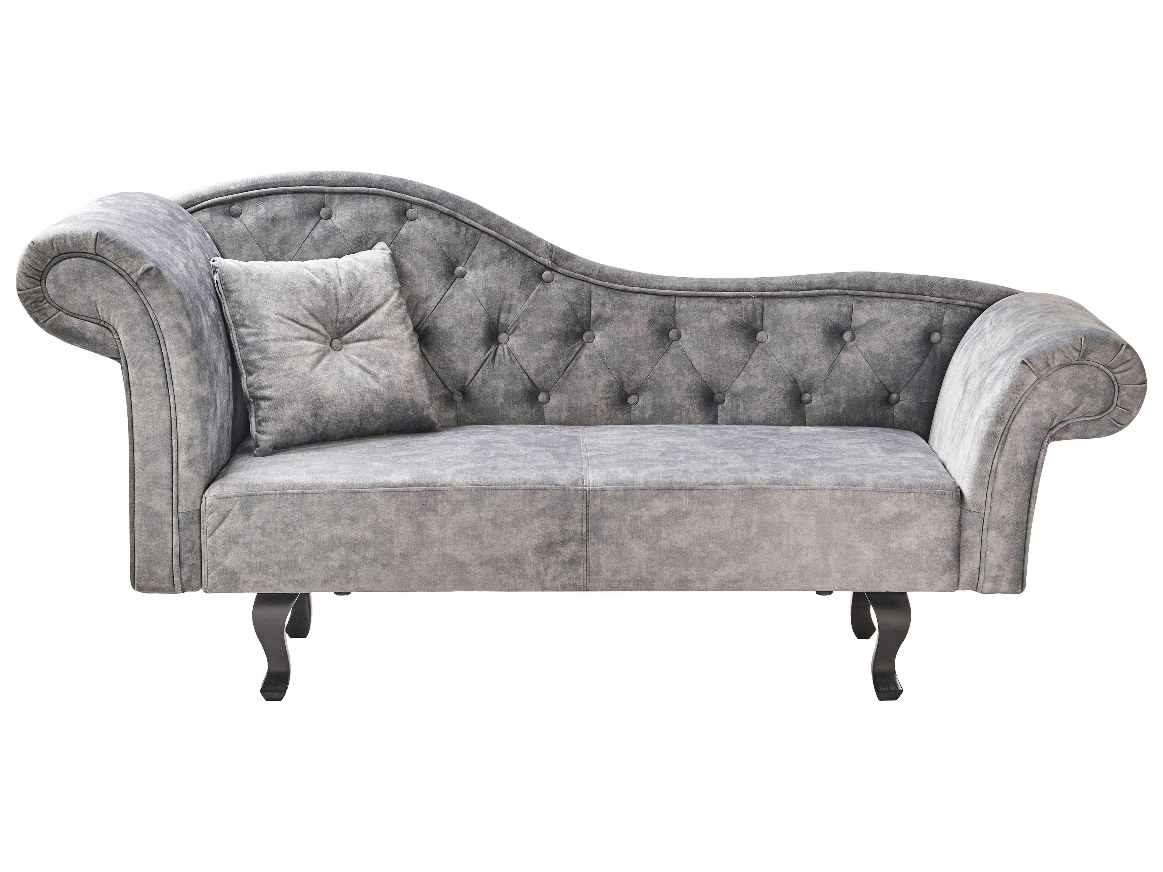 Left-Hand Chaise Longue LATTES II Velvet Grey