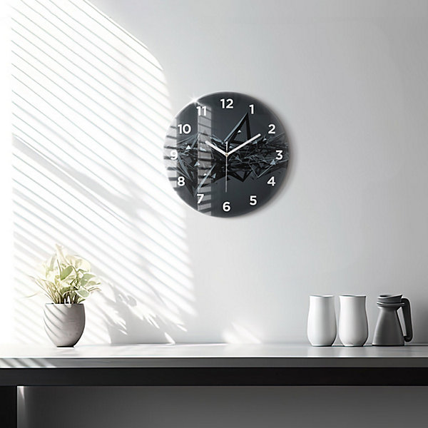 Horloge murale Wallfluent fi30 cm Avec chiffres Aiguilles blanches Abstraction noire 1 pcs