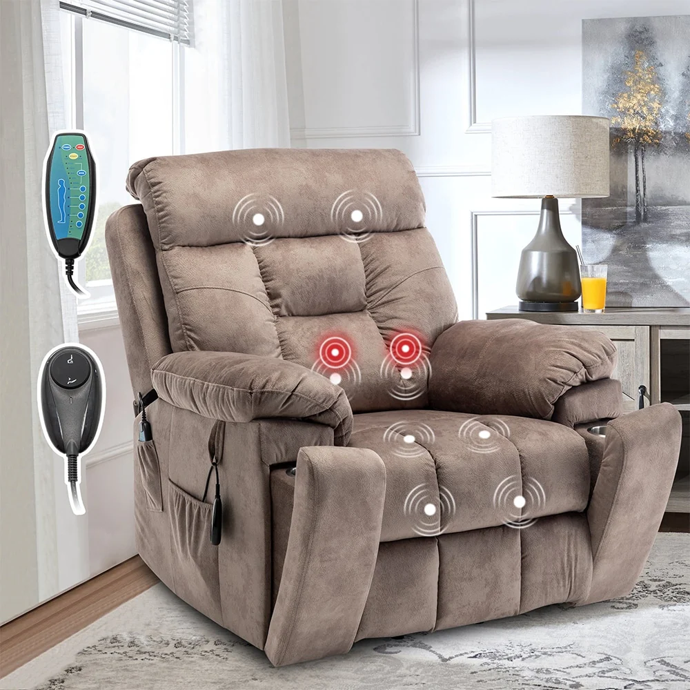 Large Electric Massage Lift Recliner with Heat, Hidden Cup Holder