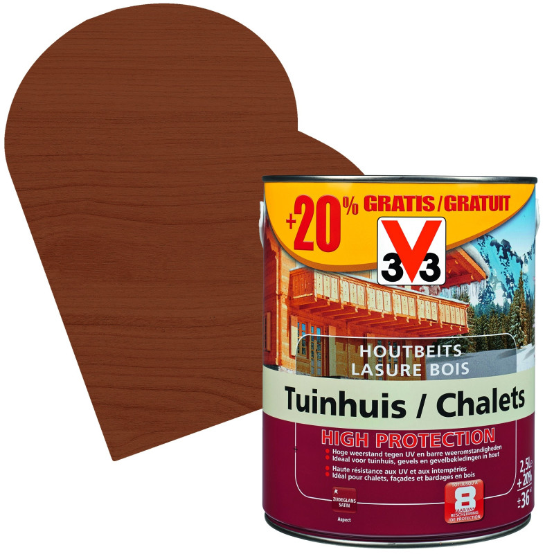 Lasure Chalets High Protection chêne foncé satinée 2,5   0,5 L gratuit V33