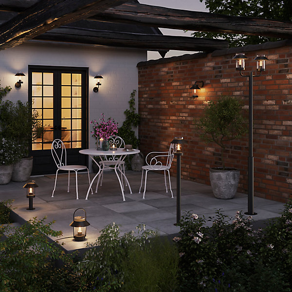 Lampadaire d'extérieur Caprera noir E27 IP44 GoodHome