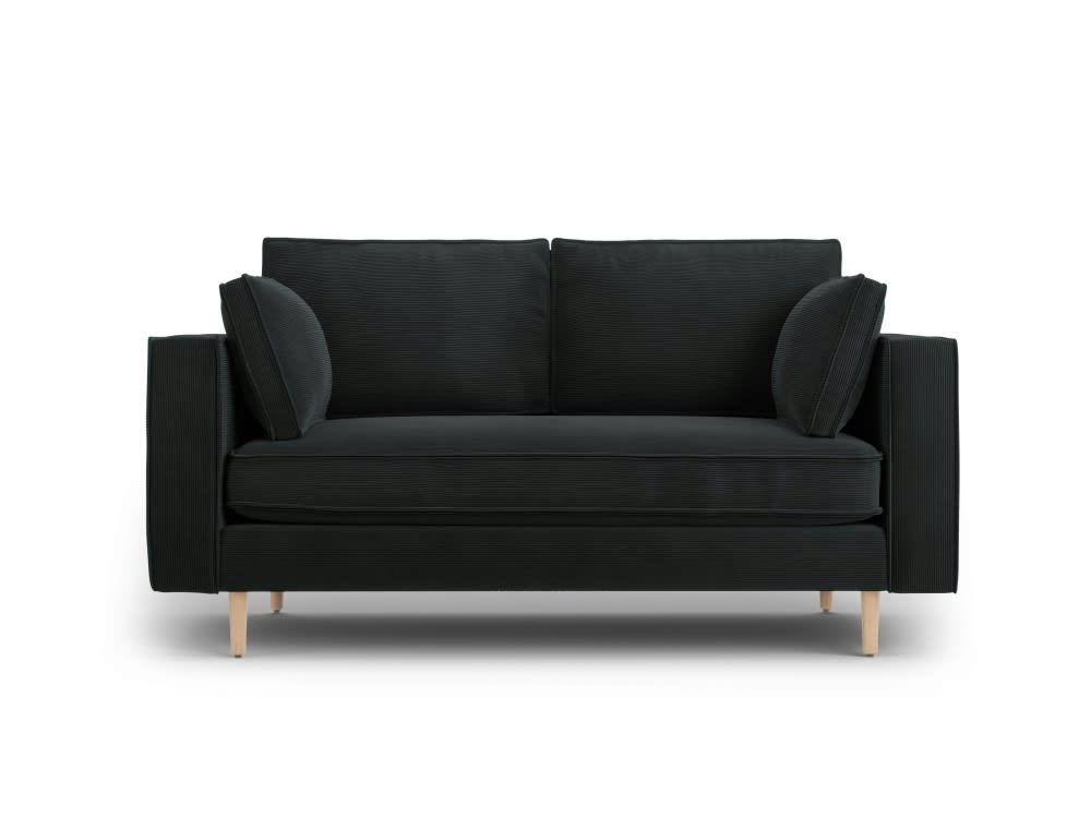 ALEXIS - Canapé 2 places en tissu structuré noir