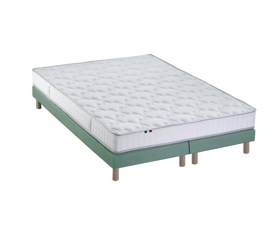 ENSEMBLE CIRRUS - Ensemble matelas mousse sommier vert 160x200