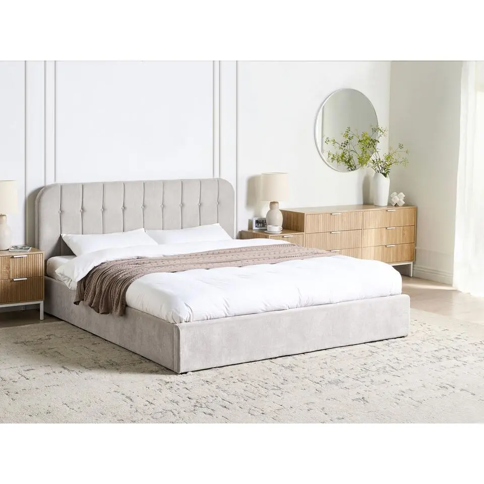 CHALLANS - Bed opbergruimte - Gebroken wit - 180 x 200 cm - Polyester