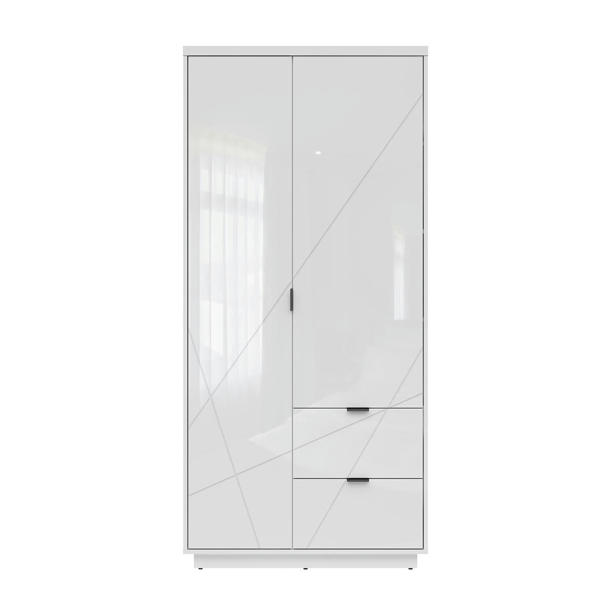 - Armoire 2 portes 2 tiroirs blanc