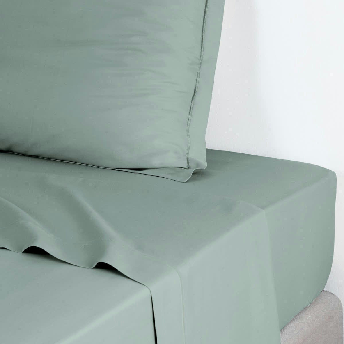JULIA - Drap plat satin de coton  240x300 vert pistache