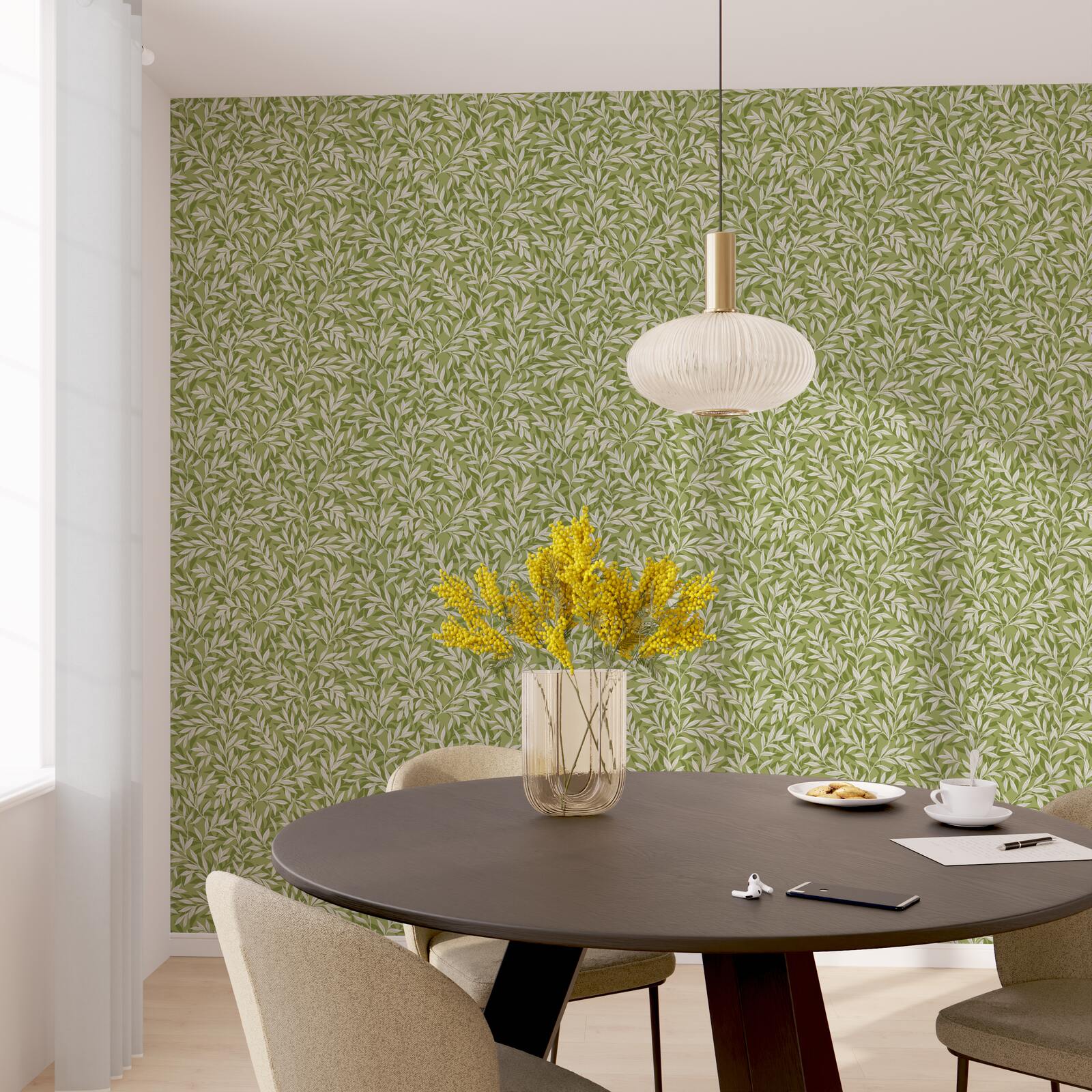 4MURS Papier peint intissé LISBET coloris vert mousse