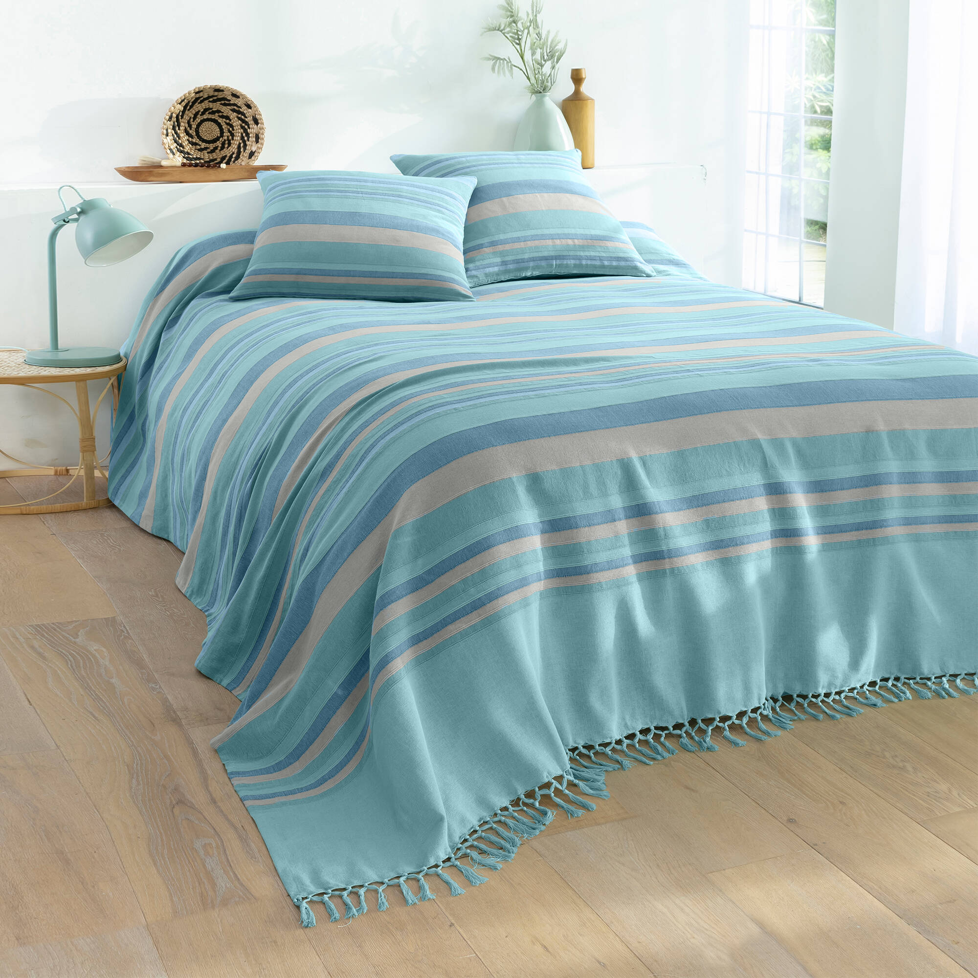 Plaid jeté multicolore coton tissage artisanal