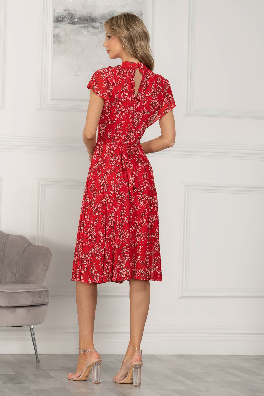 Jolie Moi Luella Key Hole Mesh Dress