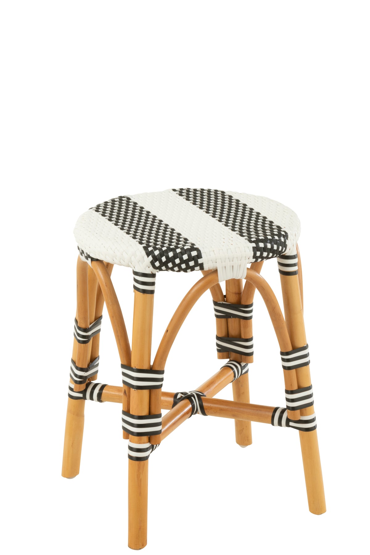 J-Line kruk Live - rotan - wit/zwart - small