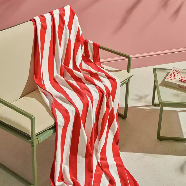 Habitat Stripe Beach Towel - Red & White