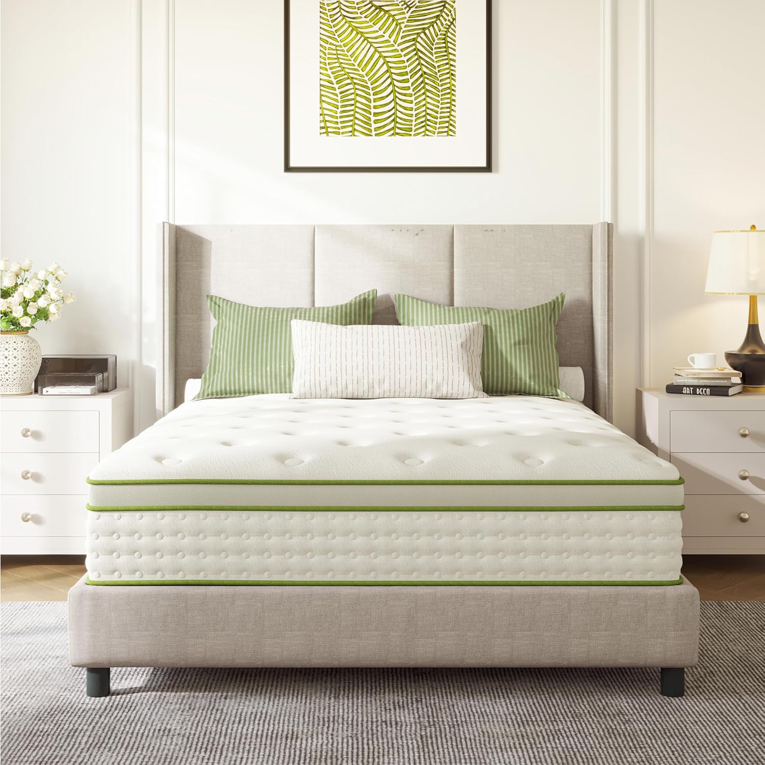 Queen Mattress 10 Inch Hybrid Memory Foam Mattress in a Box with Individual Pocket Innerspring for Motion Isolation & Pressure Relief, Edge Support, Medium Firm