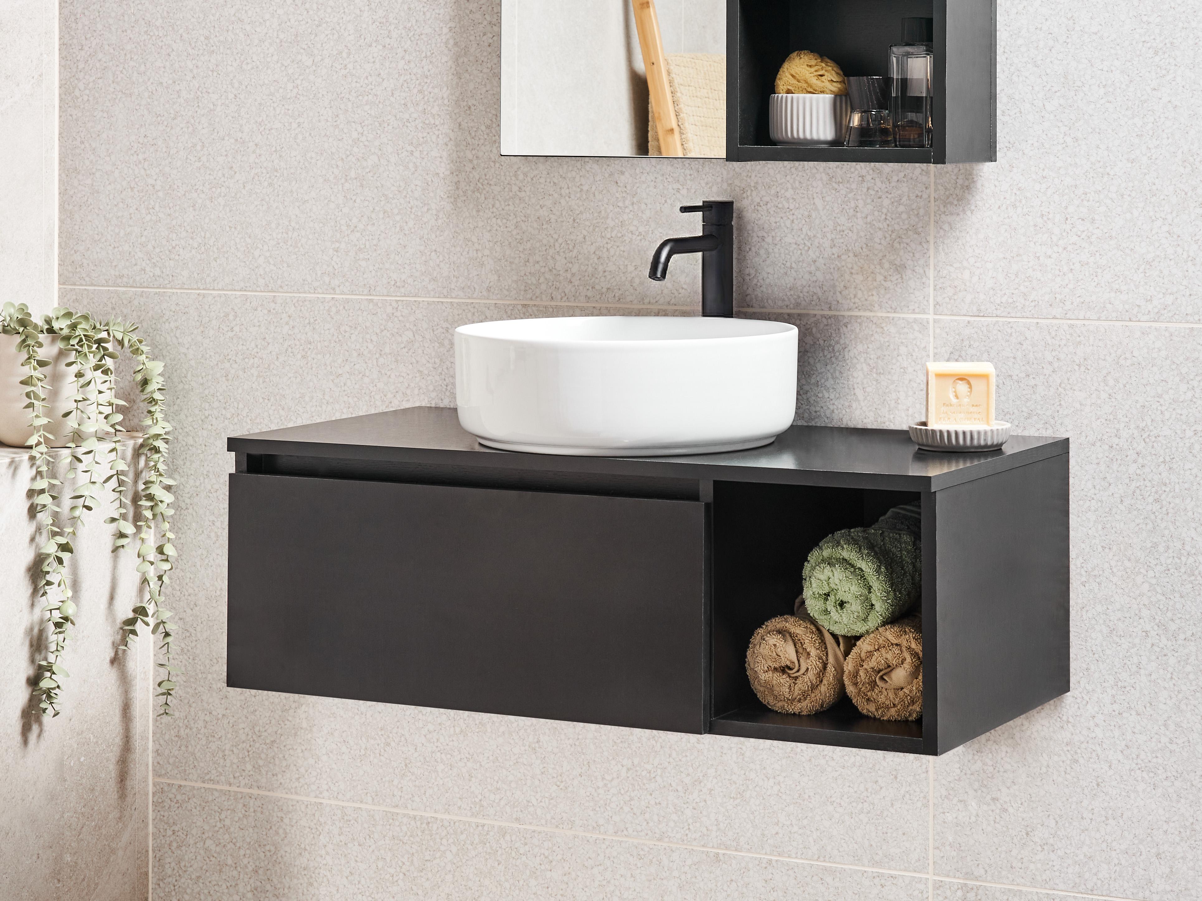 Wall Mounted Vanity Unit RUPANCO 80 cm Black