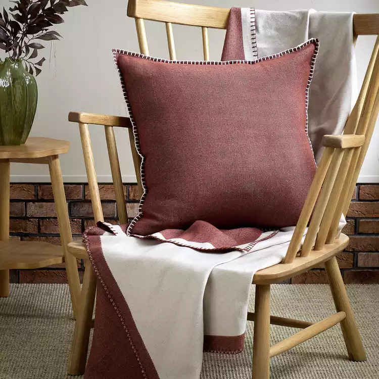 Habitat Blanket Stitch Cushion - Berry - 50x50cm