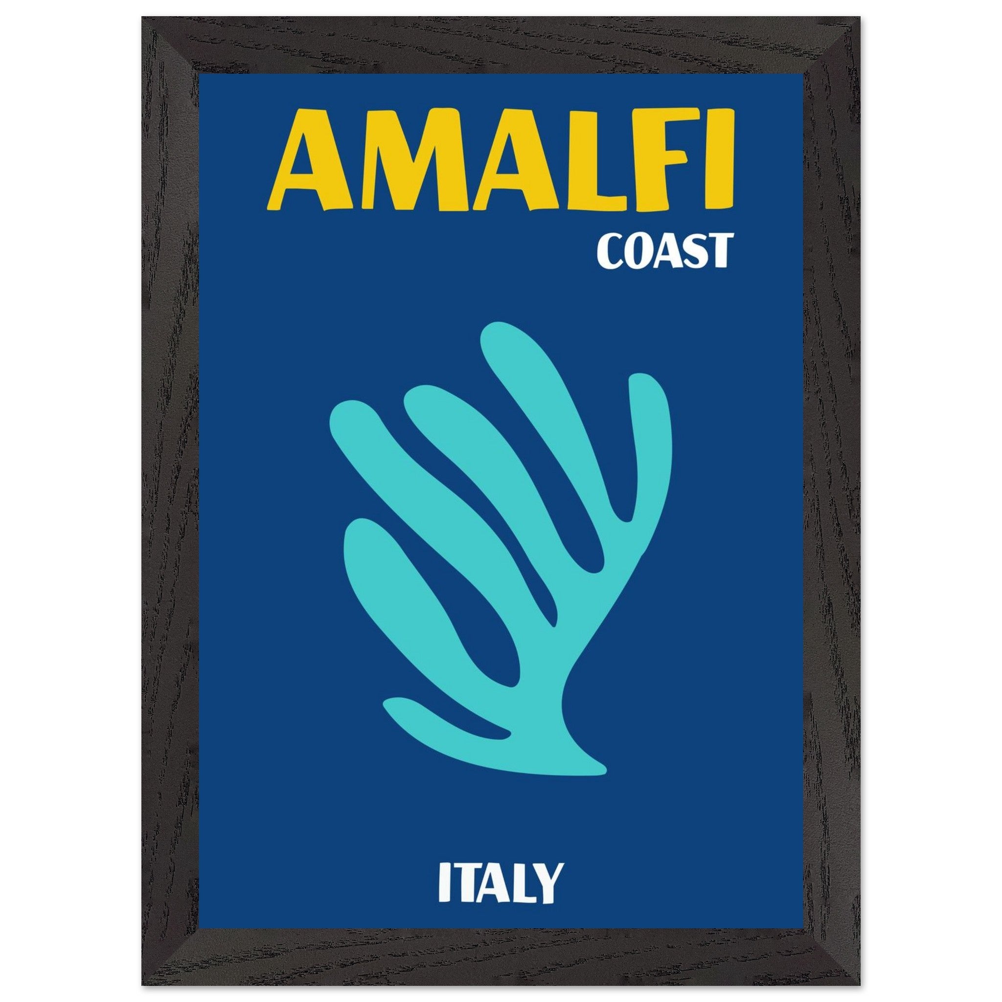 Artfulprints Poster met Lijst Italië - Amalfi  - A4 21x29.7 cm - Blauw