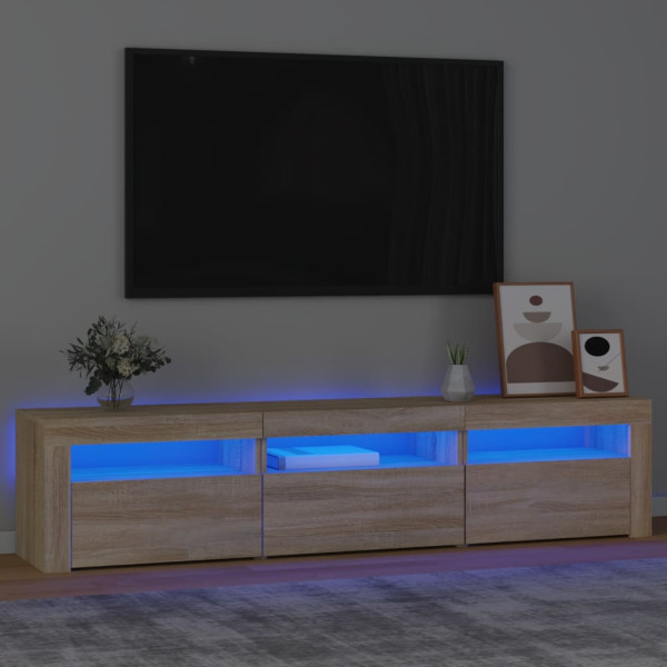 Szafka Pod Telewizor Stolik Półka Szafka RTV Brązowa LED 180x35x40 cm