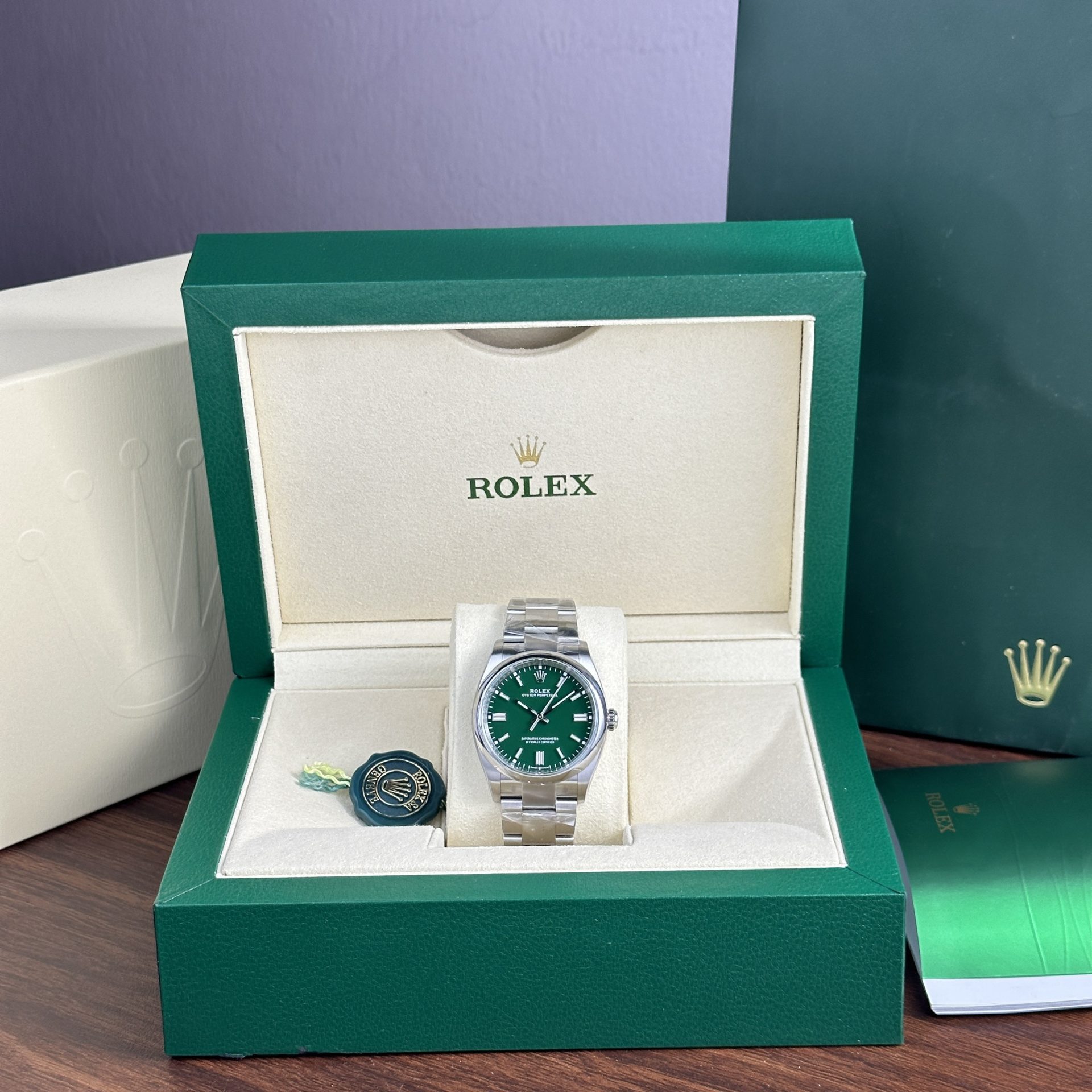 Rolex Oyster Perpetual 126000 904L Steel Green Dial 36mm Oyster Super Clone