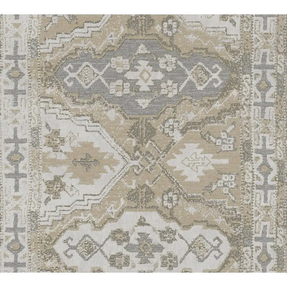 Livingwalls behang oosters motief beige en grijs - 53 cm x 10.05 m