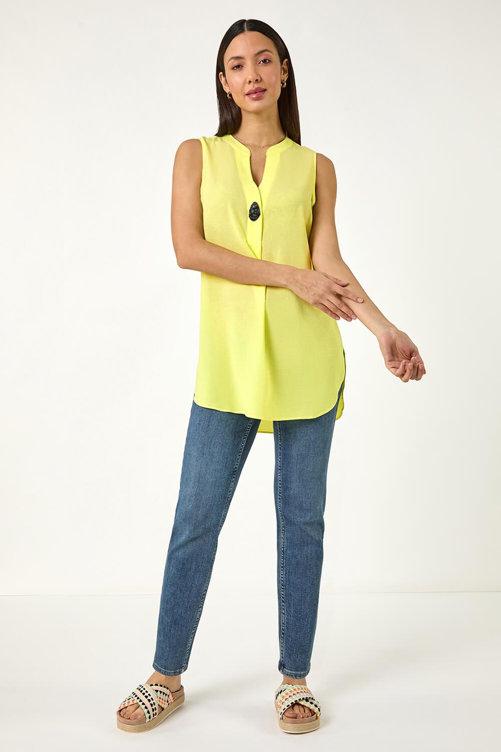 Roman Longline Buttoned Vest Top