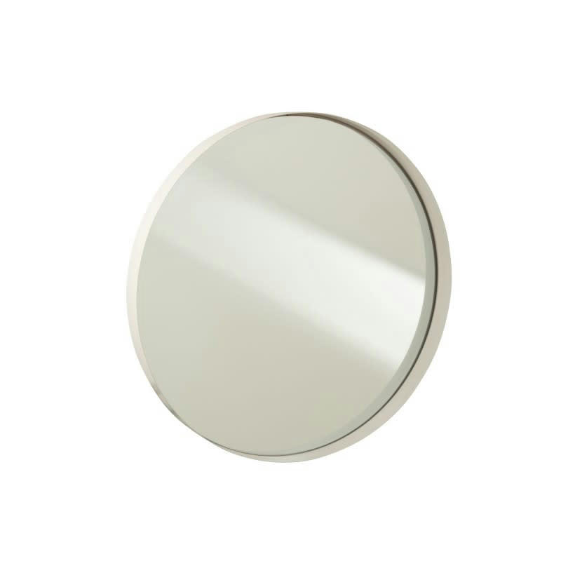 - Mirroir rond avec bord en métal blanc 50x50x5 cm