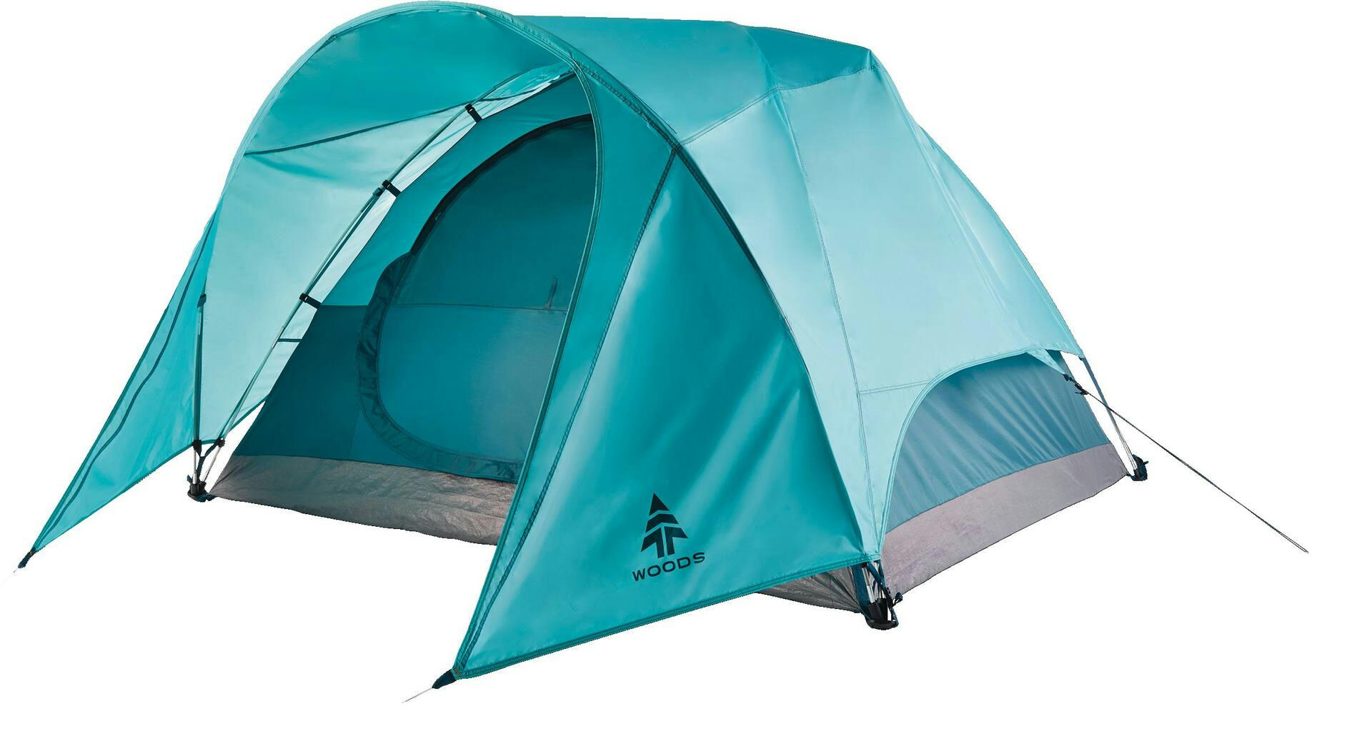 Woods Creekside 3-Season, 3-Person Camping Dome Tent w/ Canopy/Awning, Rain Fly & Carry Bag