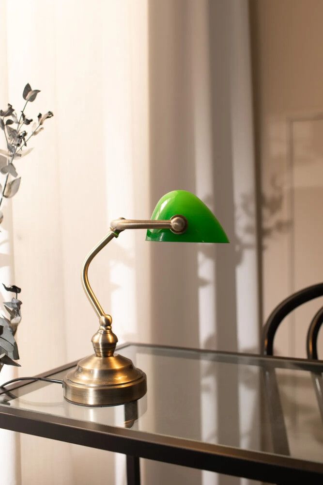 BORDLAMPE MARKSLÖJD BANKERS OKSID/GRØNN 25CM