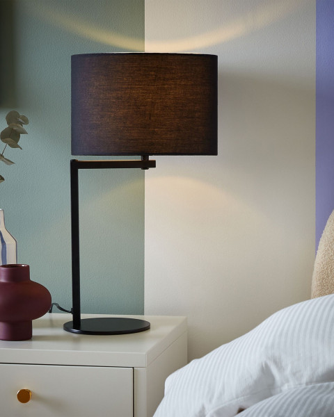 Lampka stołowa nocna 49 cm czarna metalowa