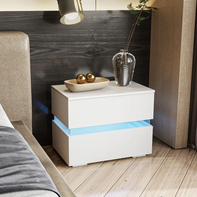 White RGB LED Nightstand