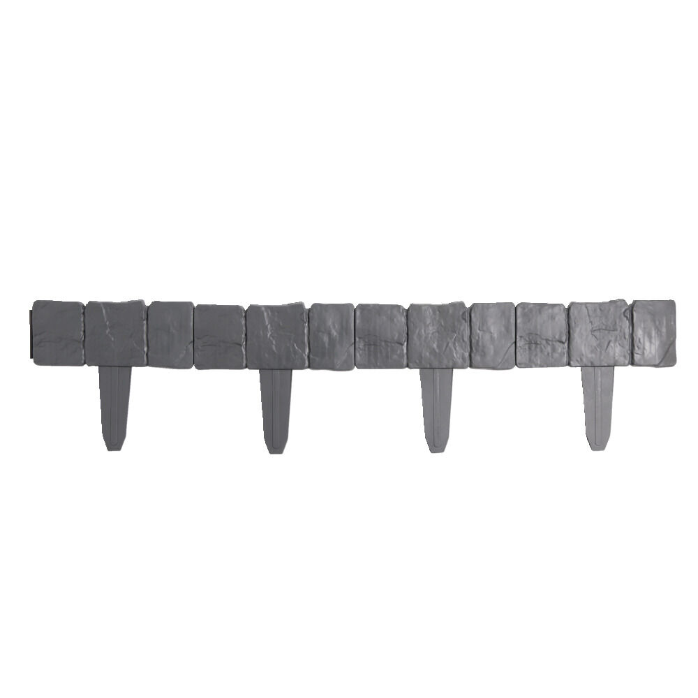 Bordure de jardin à planter effet pierre grise 4 pièces L25xH10cm