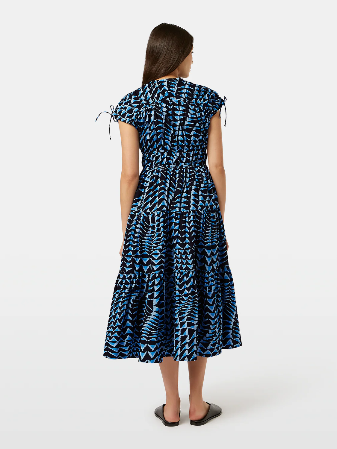 Tiered Poplin Midi Dress