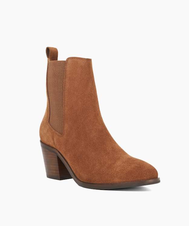 Pasil Tan - Almond Toe Block Heel Ankle Boots