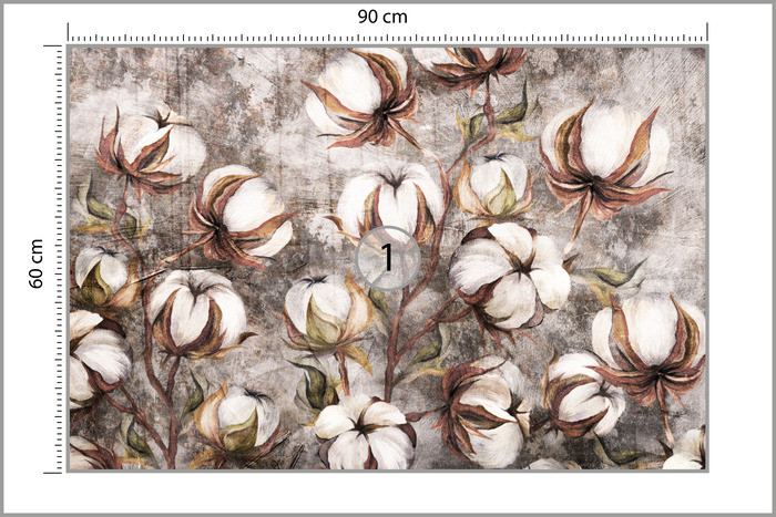 Fototapeta Kulki Bawełny Na Betonie 90x60cm