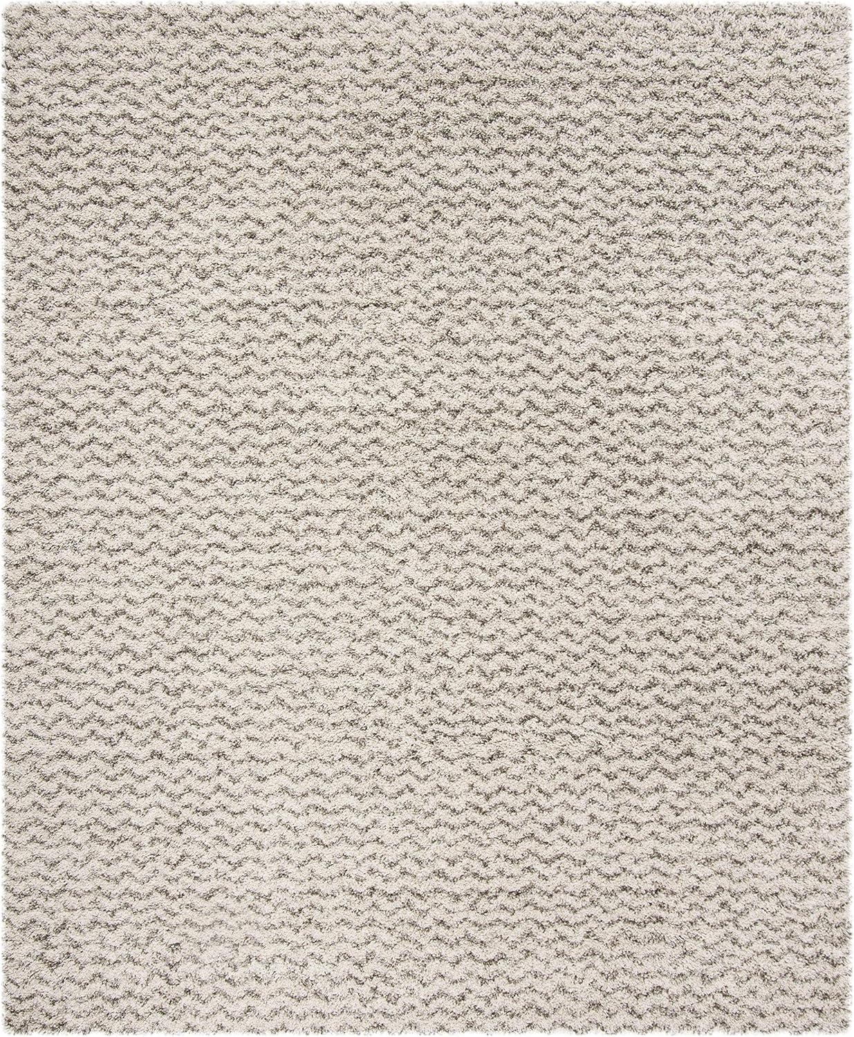 SAFAVIEH Hudson Shag Collection Area Rug - 9' x 12', Ivory & Grey, Chevron Design, Non-Shedding & Easy Care, 2-inch Thick Ideal for High Traffic Areas in Living Room, Bedroom (SGH330A)