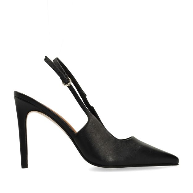 Zwarte leren slingback pumps