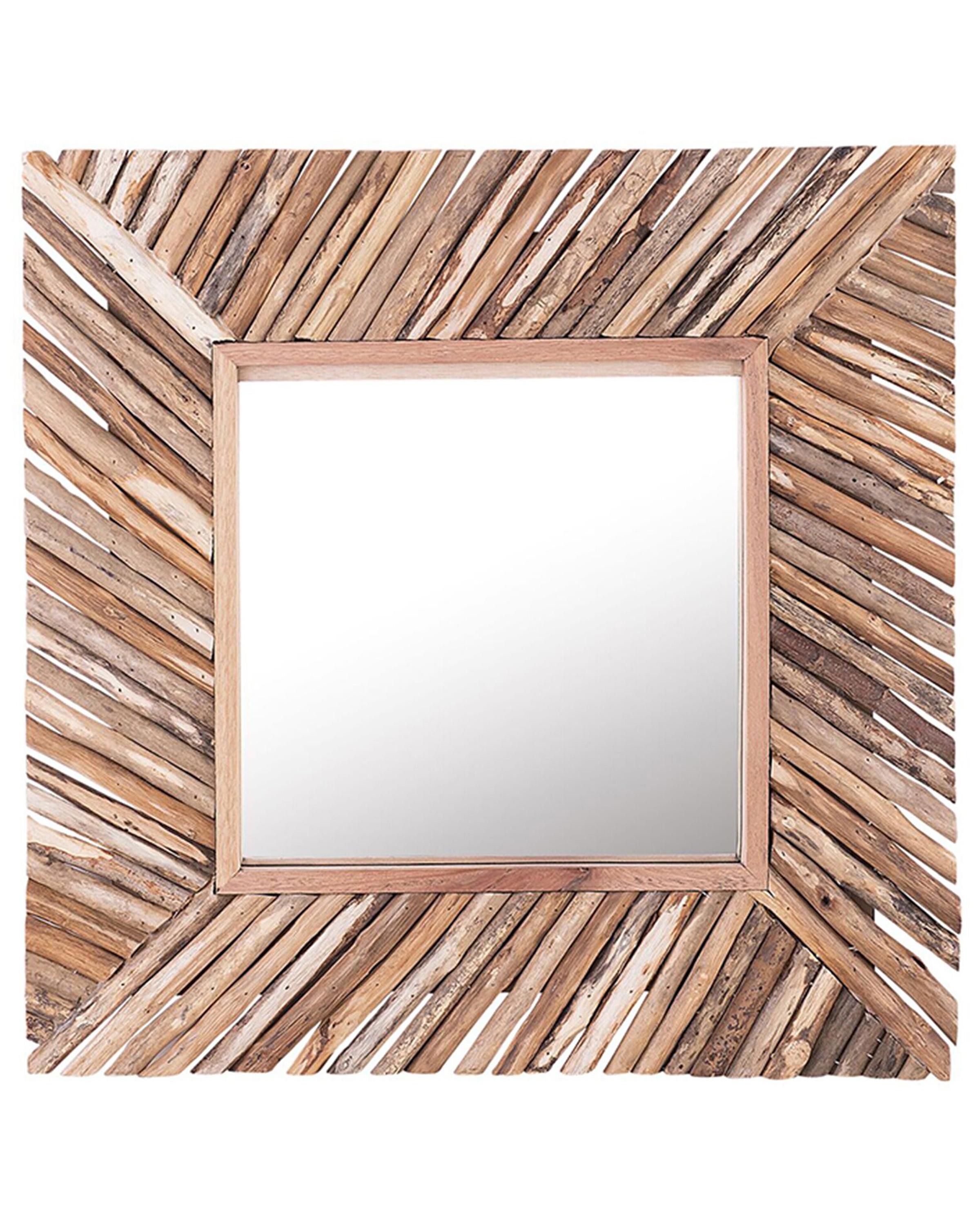 Wall Mirror KANAB 60 cm 60 cm Teak Wood Brown