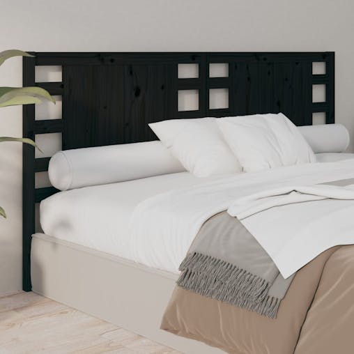 NNEVL Headboard Black 141x4x100 cm Solid Wood Pine