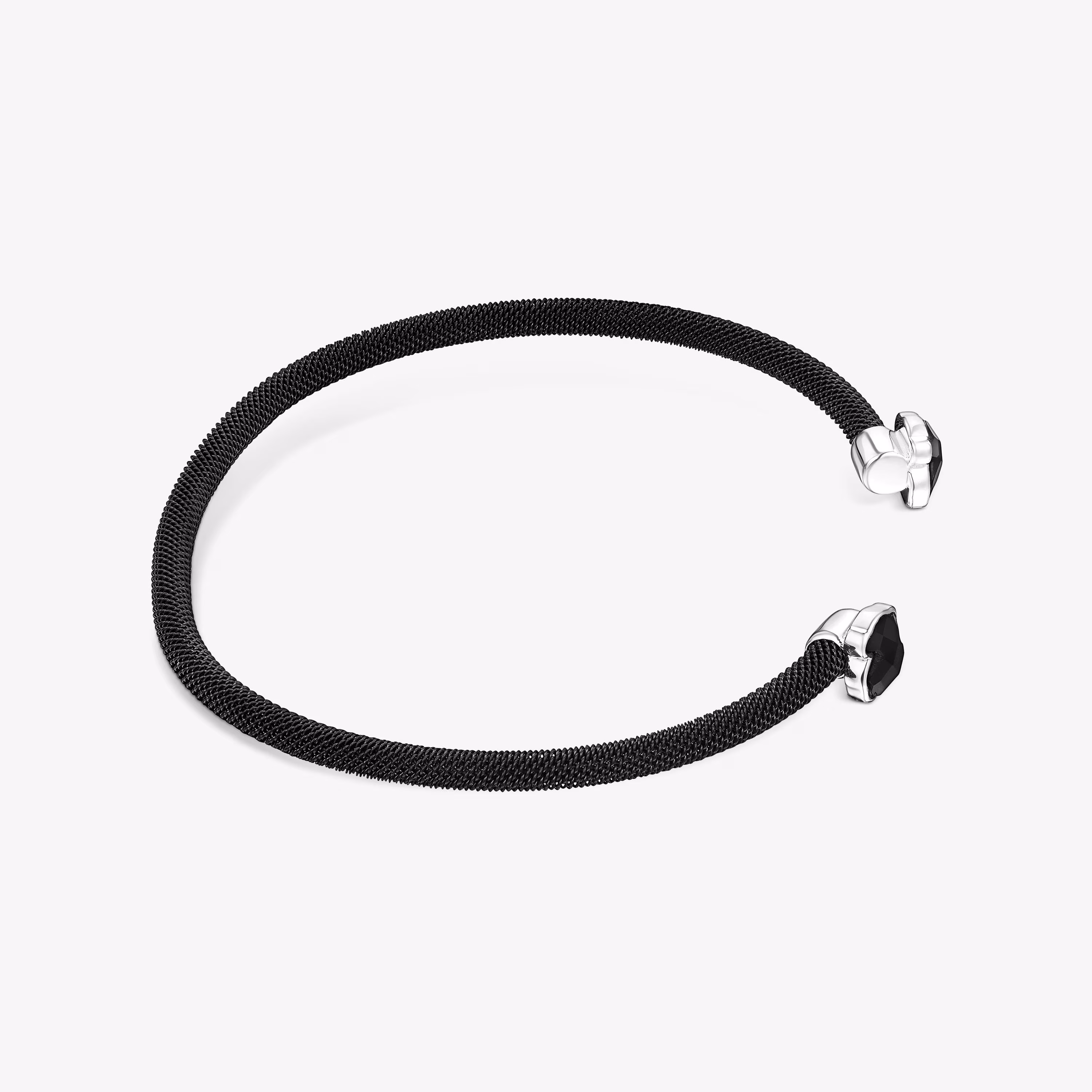 Pulsera estrecha de acero IP negro y ónix Mesh Color