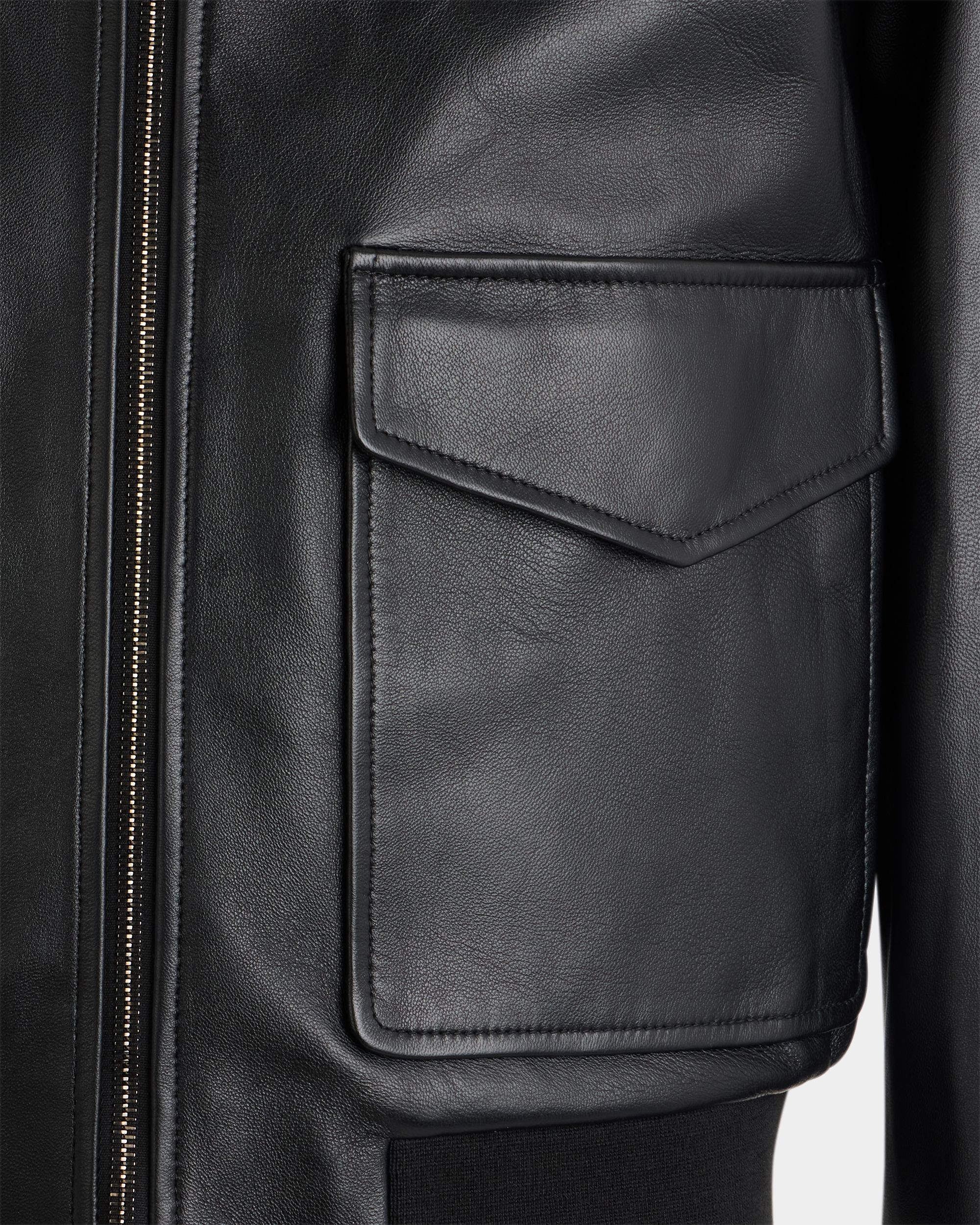 Wendejacke aus Leder in Schwarz und Nylon in Navy Blue